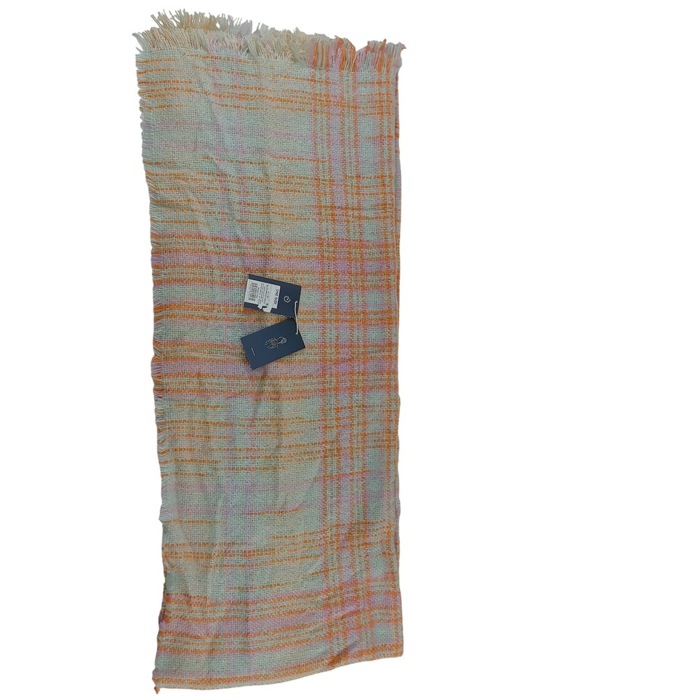 Universal Thread Plaid Fringe Scarf Orange‎ Pink Blue
